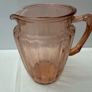Vintage Pink Depression Glass Handled Pitcher